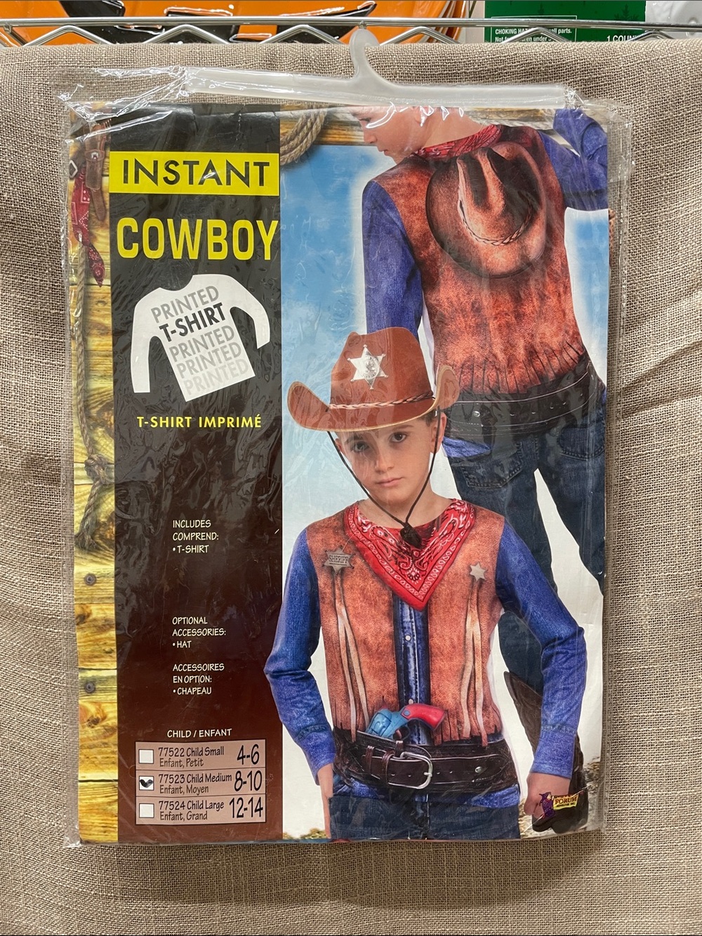 Instant Cowboy Kids Costume T-Shirt in Brown, Blue & Red